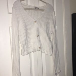 Sincerely Jules XL Ivory cropped button up cardigan sweater (like new)